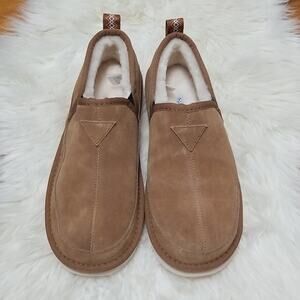 NEW Smith's Workwear Men’s Suede Shearling Lined Slip-On Shoes - Tan Size 10